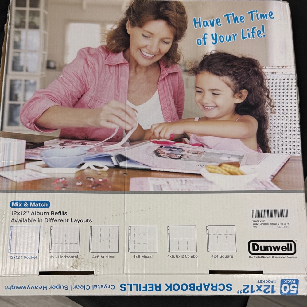 Dunwell Scrapbook Refill Pages 50 pack 12x12” 1 pocket super heavyweight clear